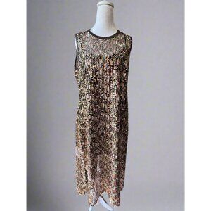 Corey Lynn Calter Anthropologie Sequin Shift Dress Iridescent Green Copper NWT